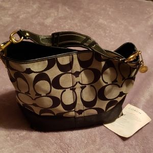 Coach Large Signature Stripe Tote Shoulder Bag